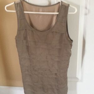 Sleeveless tan silk/cotton blouse from the Loft